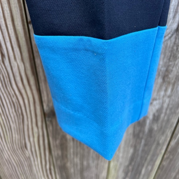 ANN TAYLOR Navy Career Dress Cropped Colorblock Turquoise Pants Women’s 10 NWT - Picture 2 of 8